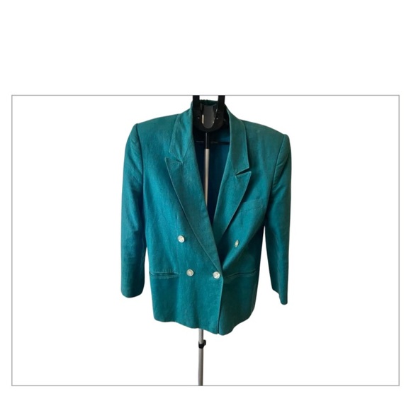 Giorgio Sant’Angelo Teal Double Breasted Blazer Size 12 - Picture 1 of 10